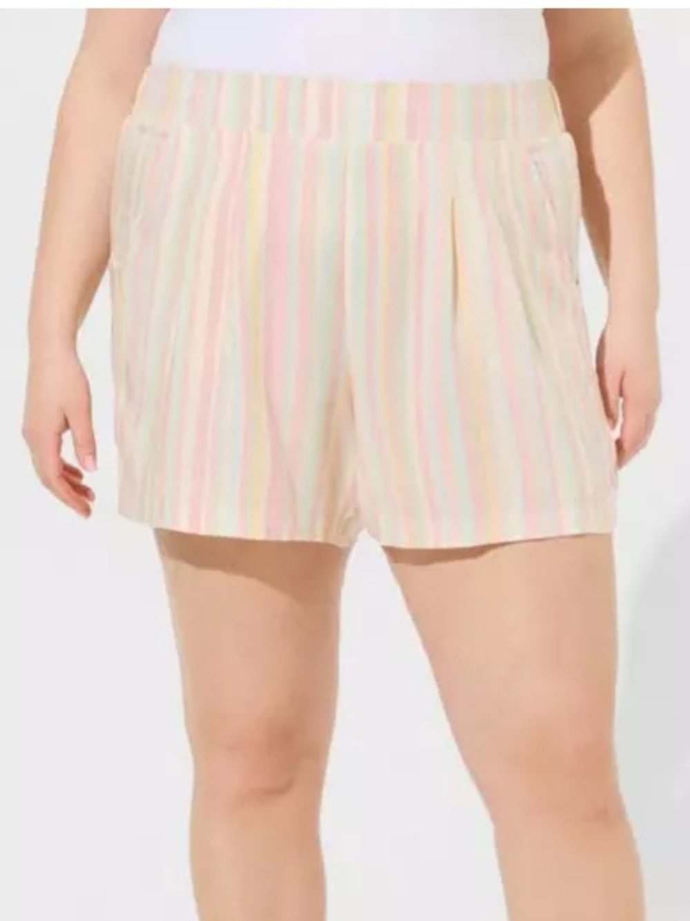 Torrid Challis Pastel Multi-Stripe Elastic-Waist Shorts With Pockets